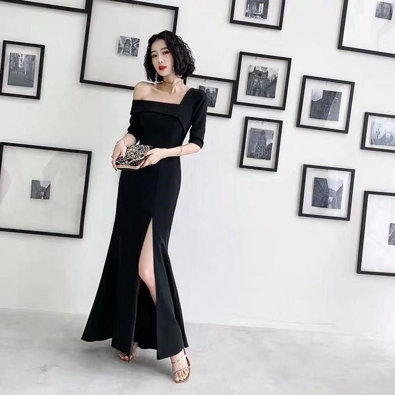 红色鱼尾晚礼服2024新款新娘结婚宴会单肩敬酒服显瘦优雅连衣裙夏