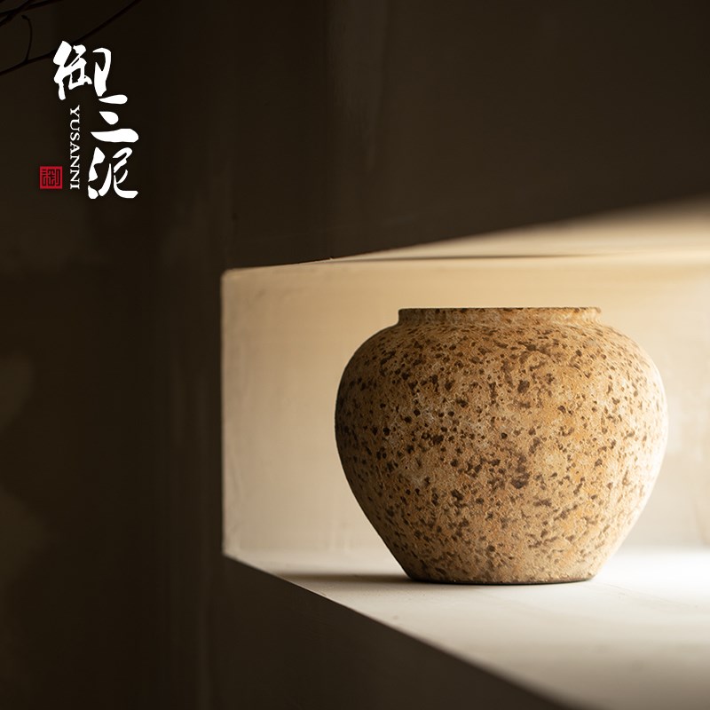 粗陶复古花瓶可水培民宿陶罐中式陶瓷插干花花盆家居摆件