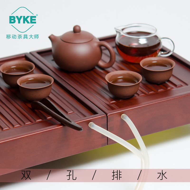 折叠户外简约旅游车载可携式功夫旅行茶具套组包带竹实木茶盘整套