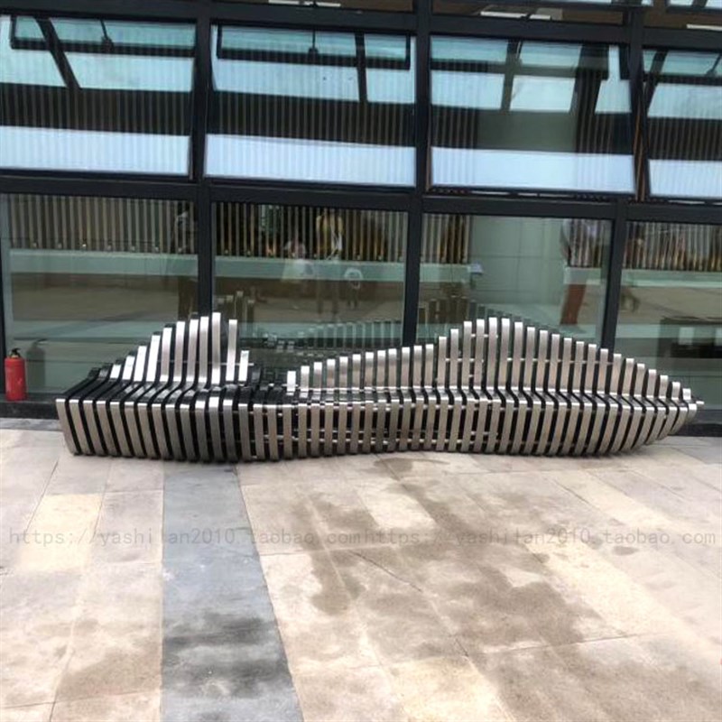城市家具公共休闲座椅沙发流线型切片组合长凳坐凳商业步行街商场