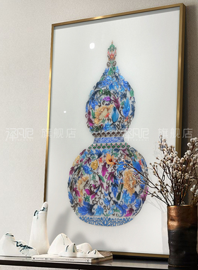 福禄临门珐琅彩装饰画轻奢玄关走廊壁画高档入户门厅艺术挂画葫芦