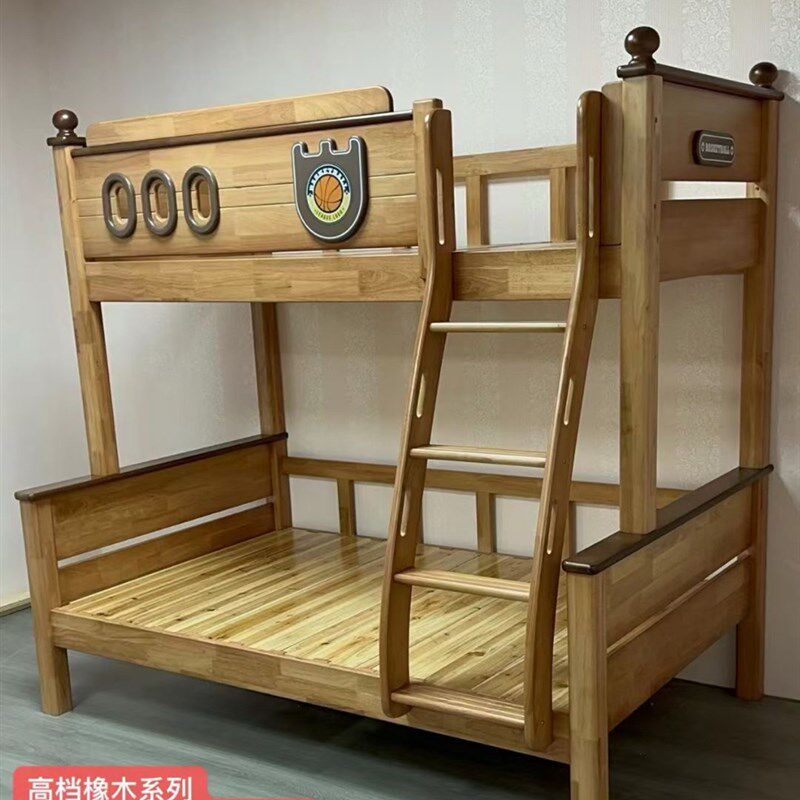 橡木全实木儿童子母床上下铺高低组合双层床男孩女孩白蜡木榫卯床