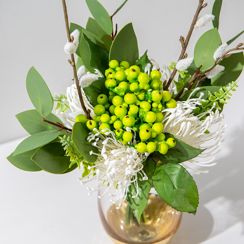 现代轻奢假花仿真花餐桌摆花装饰花束干花整体花艺客厅小花瓶摆件