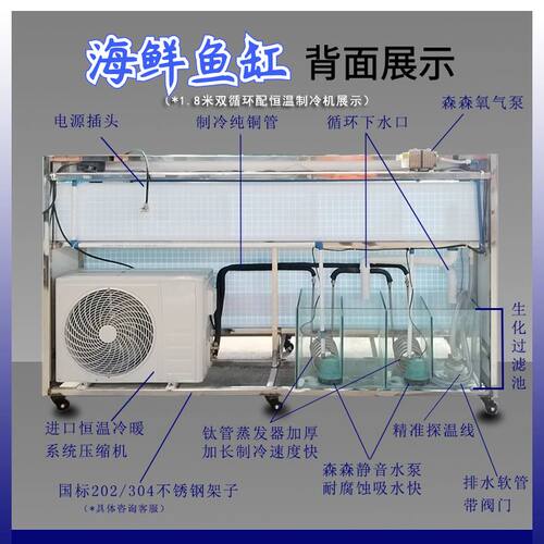 海鲜鱼缸饭店专用海鲜池商用一体餐馆移动海鲜缸超市水产贝类鱼池