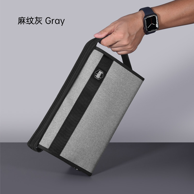 三角印章收纳包公章包多功能带锁印台印尼收纳多格便携印泥公张袋