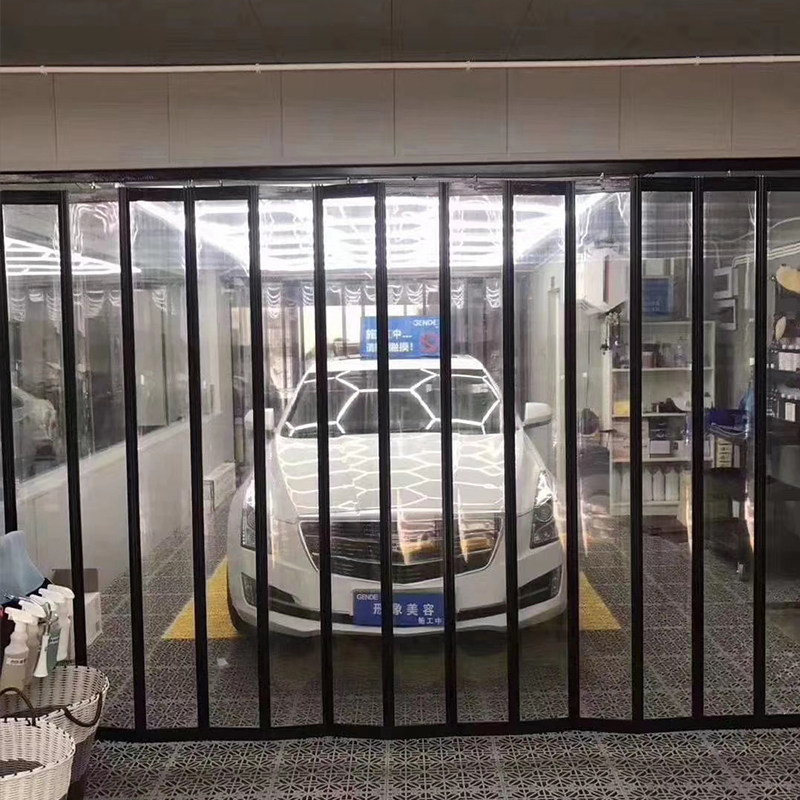 洗车房铝合金水晶折叠门防水隔断门帘商铺店面美容工位车间推拉门