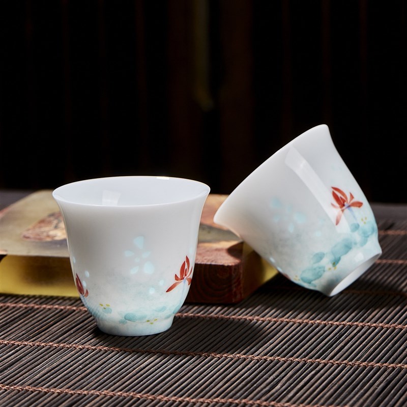 景德镇新款高档功夫茶具套组手绘玲珑瓷茶杯盖碗茶壶结婚生日礼物