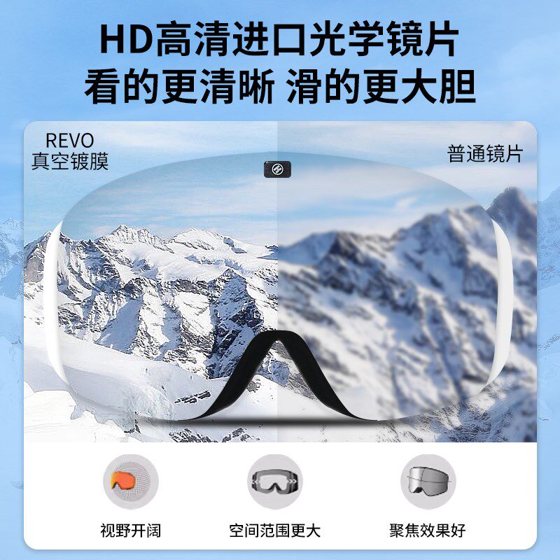 酷峰滑雪眼镜磁吸护目镜防雾柱面女男近视装备套装全套雪镜双层