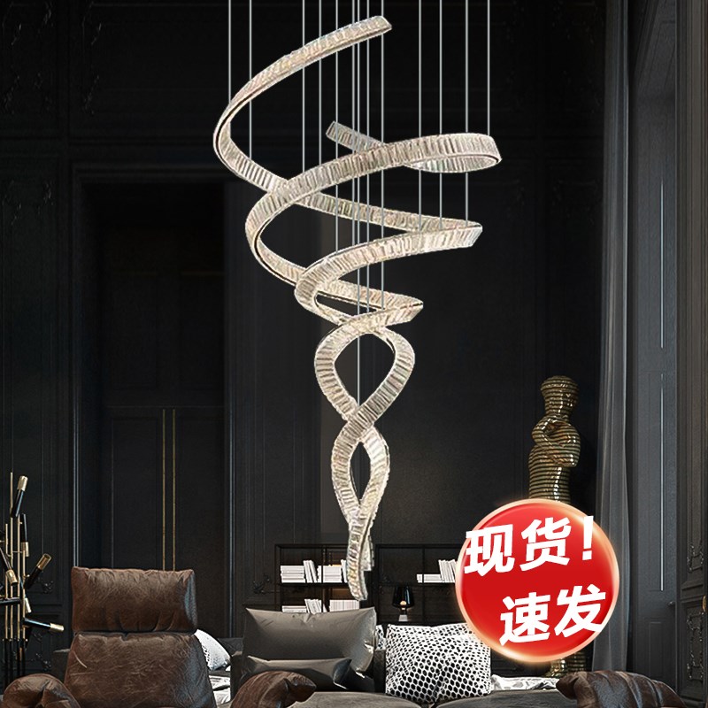意式轻奢餐厅吊灯水晶飘带灯设计师别墅艺术餐桌灯岛台吧台长条灯