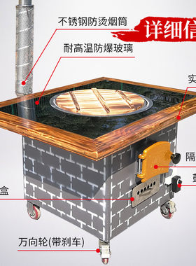 新式大锅台柴火灶商用可移动家用农村烧木柴一体式加厚灶面大锅灶