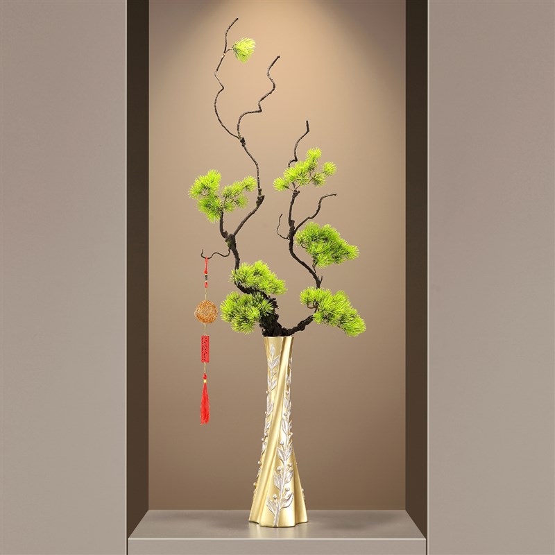客厅细长高款花瓶摆件新中式插花绿植玄关电视柜高级感家居装饰品