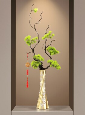客厅细长高款花瓶摆件新中式插花绿植玄关电视柜高级感家居装饰品