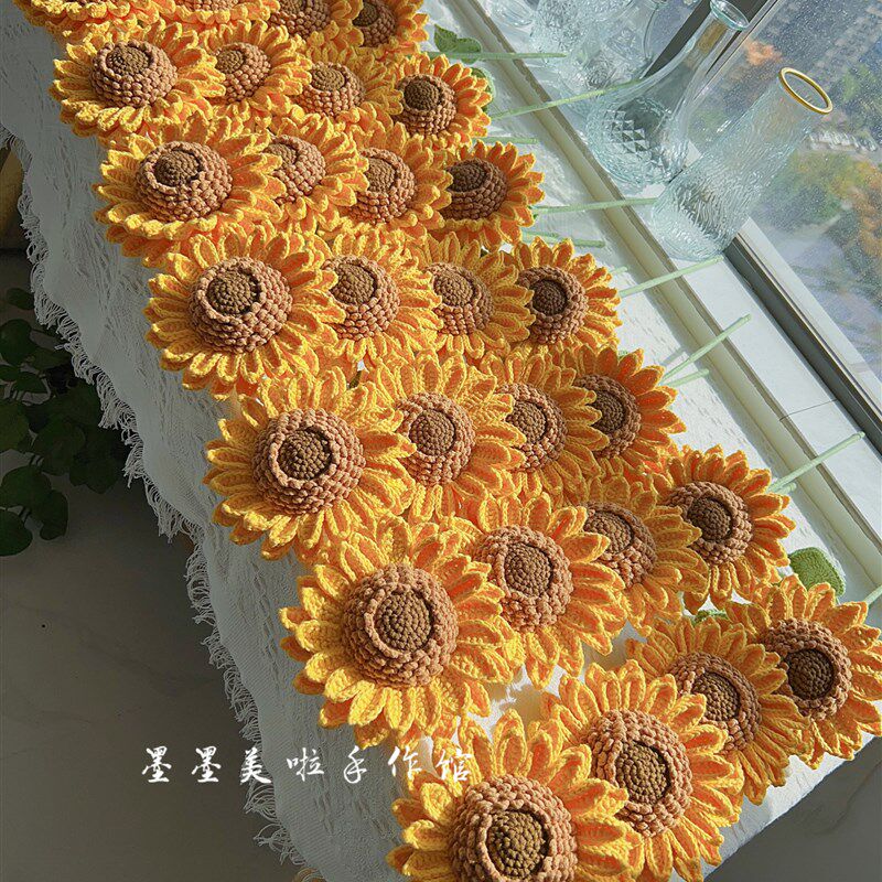 成品 纯手工钩织超大双层向日葵毛线花束 教师节感恩节毕业礼物