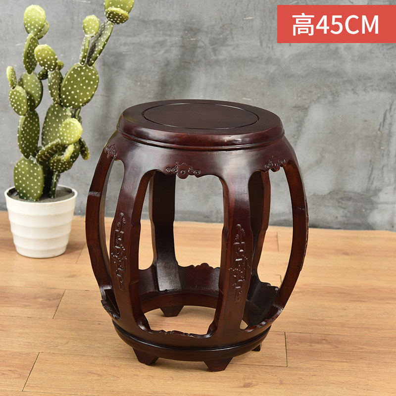 红木鼓凳花梨木新中式实木圆凳古筝板凳复古鸡翅木酸枝色琴凳鼓登