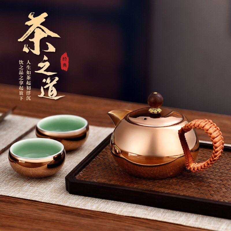 铜壶纯铜手工铜茶壶小号沏壶茶具茶杯功夫茶具礼品茶具套装泡茶壶