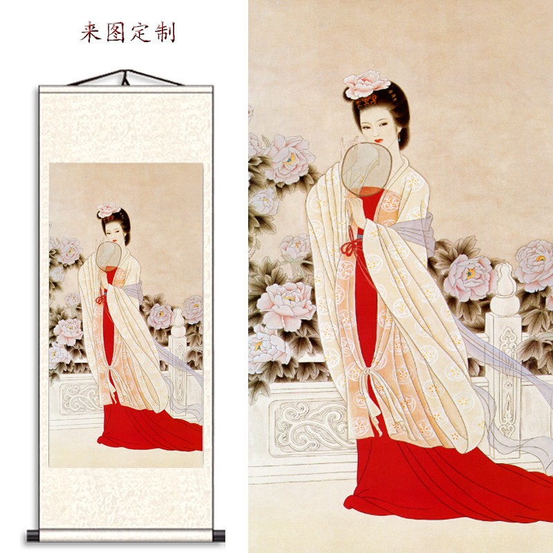 古典人物工笔仕女图客厅竖版美女装饰画书房卧室茶楼国画卷轴挂画