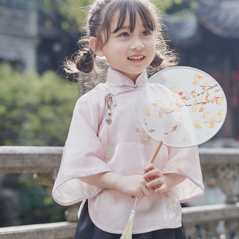 儿童旗袍女春秋夏季中国风民国风民国装女童夏上衣模特包边