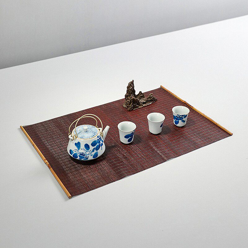湘妃竹竹丝大漆茶席竹编家用禅意茶具茶垫竹帘子日式茶道配件桌旗