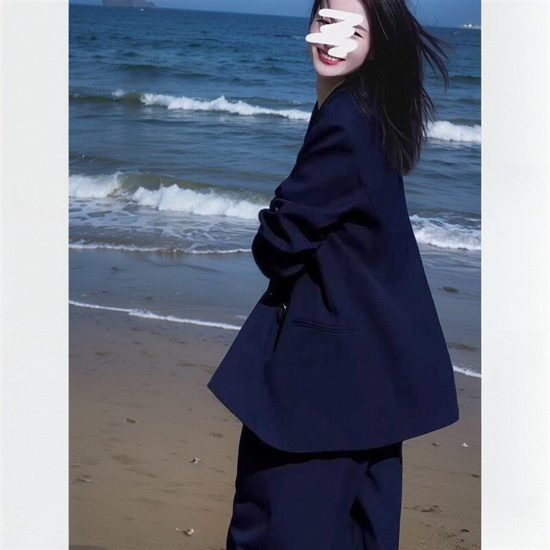 大码高级感西装套装女春秋胖mm高端气质休闲显瘦西服阔腿裤两件套