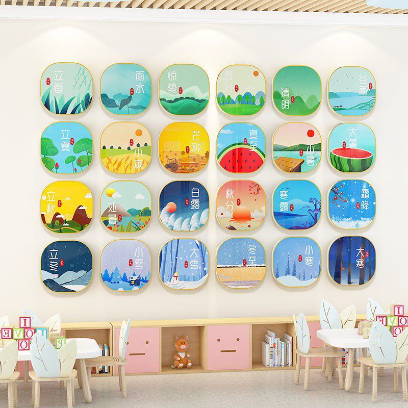 24二十四节气装饰画中国传统文化墙贴幼儿园环创材料主题墙成品