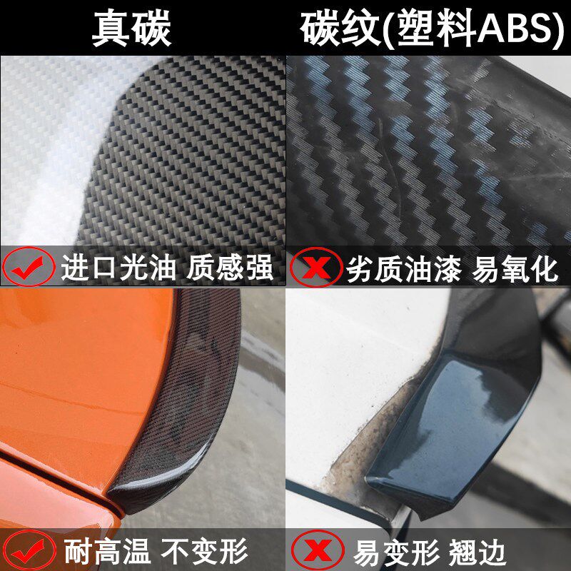 适用奥迪A3 A4LA5真碳纤维尾翼A6L干碳S3改装件升级S4顶翼A7L装饰
