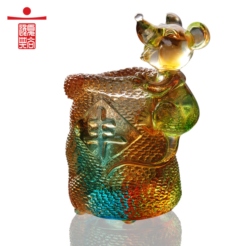 琉璃笔筒摆件轻奢艺术高档办公室桌水晶工艺品创意礼物送老师领导