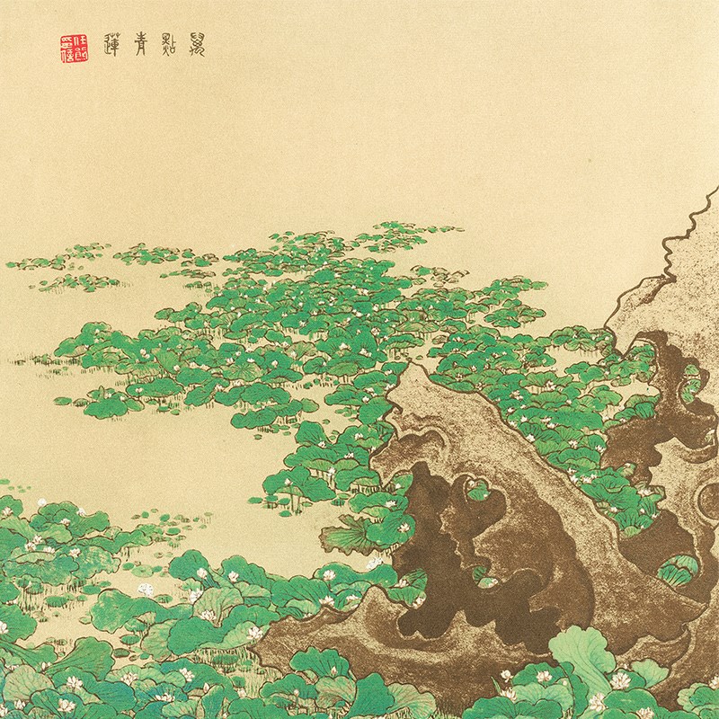 任熊十万图册横版客厅装饰画新中式山水墨画禅意国风茶室长条挂画