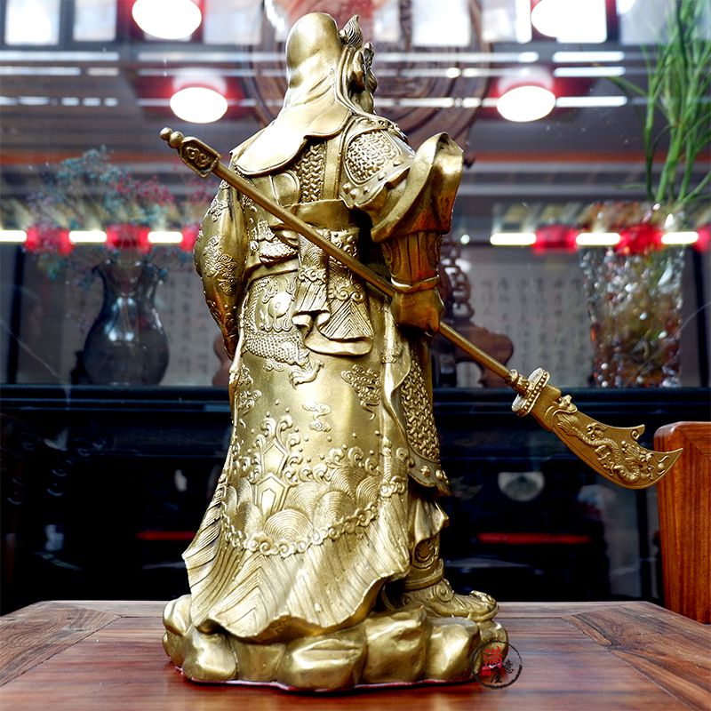 纯铜关公像武财神关二爷大刃摆件镇宅大号供奉神像店铺客厅办公室
