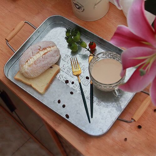 北欧风复古托盘收纳盘餐具摆设盘下午茶餐盘托盘面包咖啡中古托盘
