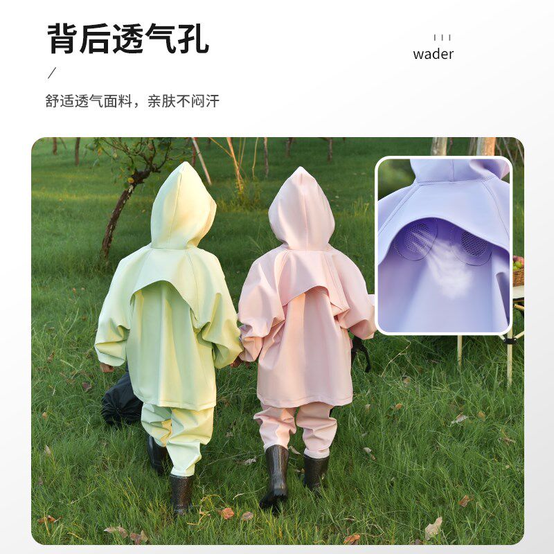 儿童连体雨衣玩水服雨靴一体连鞋套装幼儿园连体服捕鱼裤赶海装备