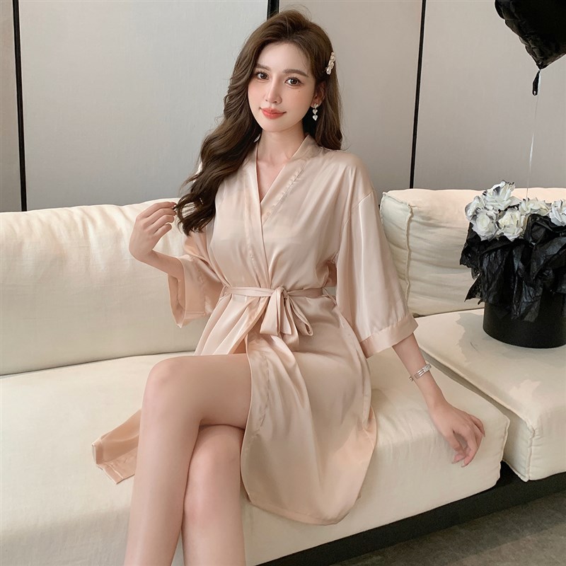 伴娘晨袍冰丝稠结婚礼晨袍女新娘睡袍高级感姐妹服伴娘团晨拍礼服