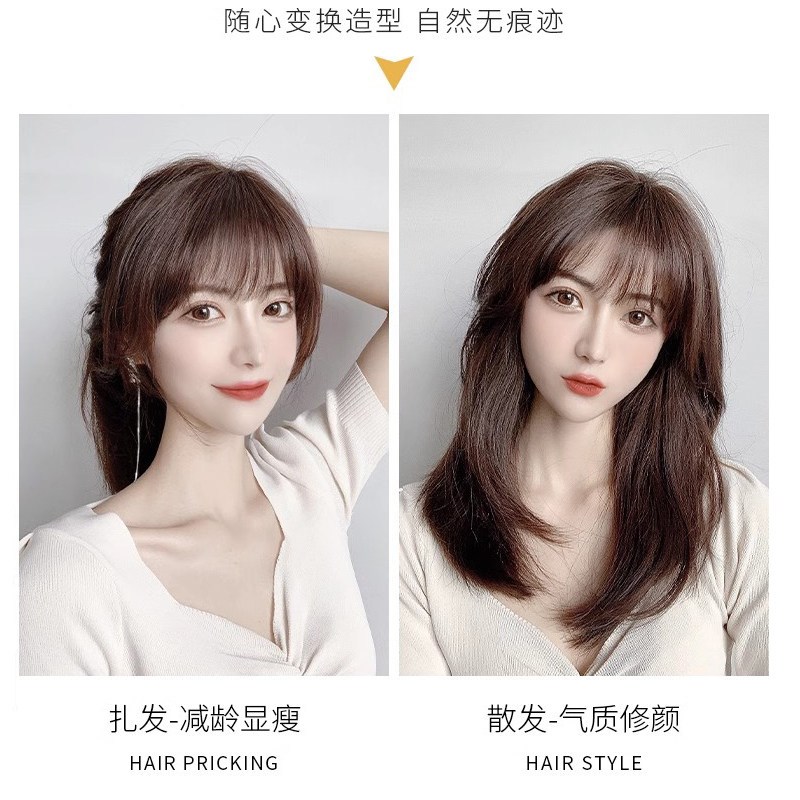 法式假刘海 假发女网红真发3D空气刘海自然前额假发片 圆脸假头帘