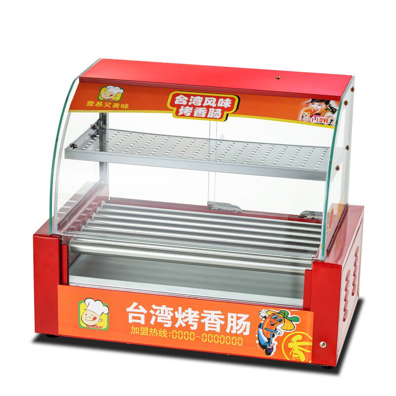 烤肠机烤热狗机展示柜7管烤香肠机器七管双控温带灯带隔层门加25