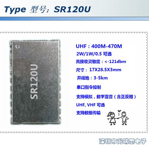 SR_2WUS (2W/UHF)无线语音对讲模块/数据传输模块  大功率小尺寸