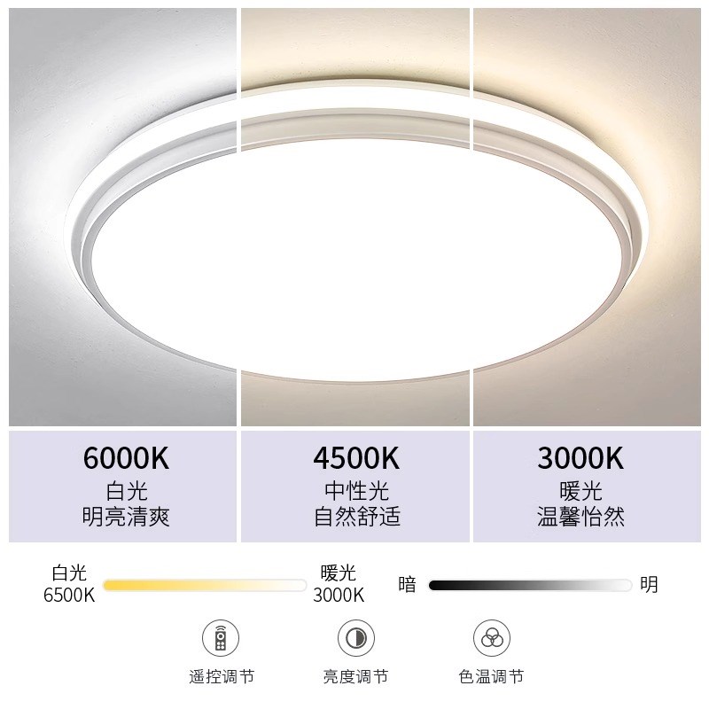 护眼LED吸顶灯2026年新款房间灯具简约现代主卧室灯客厅灯具