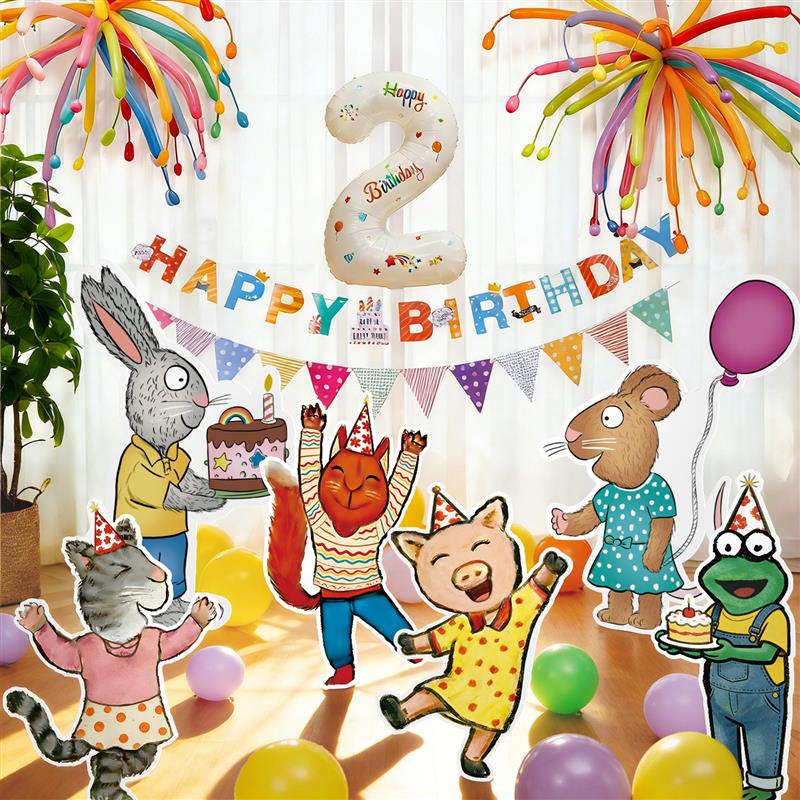 波西和皮普儿童生日布置场景装饰男孩女孩派对背景墙KT板拍照道具