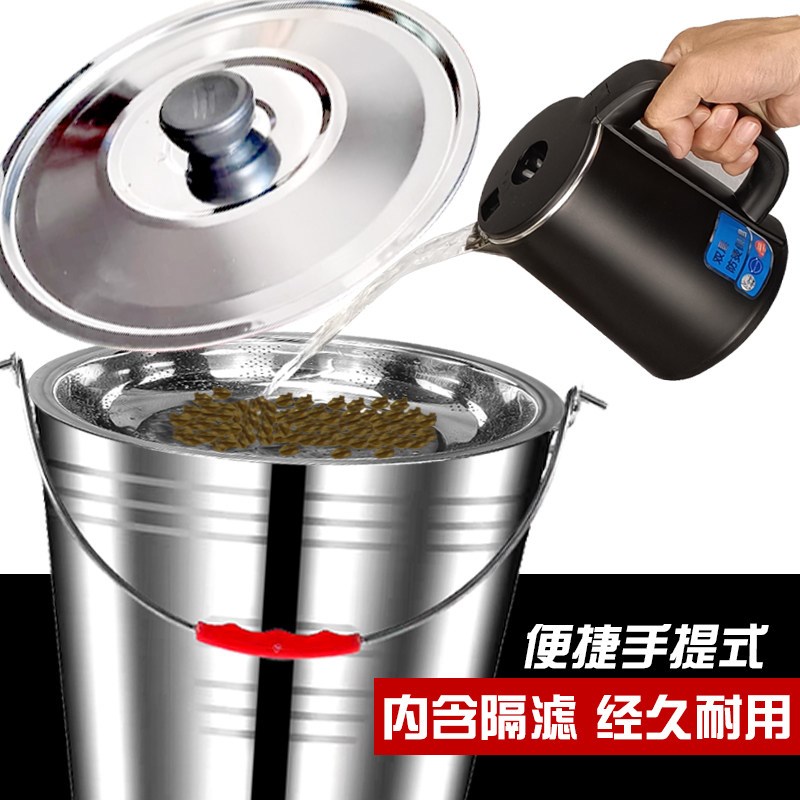 不锈钢茶水桶茶渣过滤桶泔水干湿分离桶带滤网废水厨余垃圾桶手提