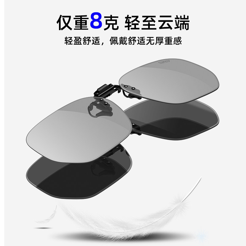 近视眼镜夹片式可上翻墨镜男款偏光镜带夹子变色太阳眼镜开车专用