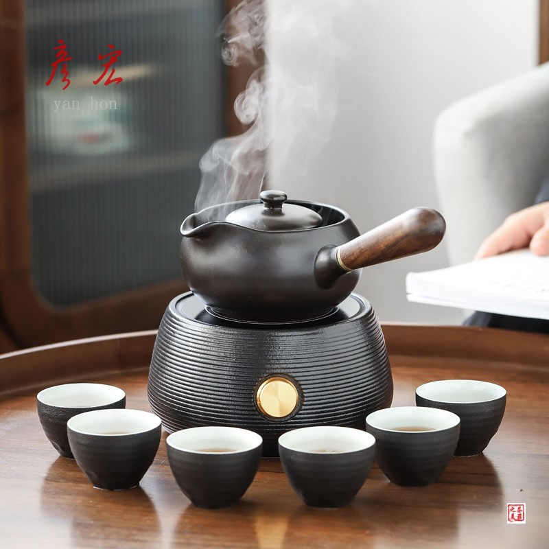 普洱煮茶器耐高温陶瓷煮茶壶电热电陶炉煮茶烧茶炉白茶黑茶侧把壶
