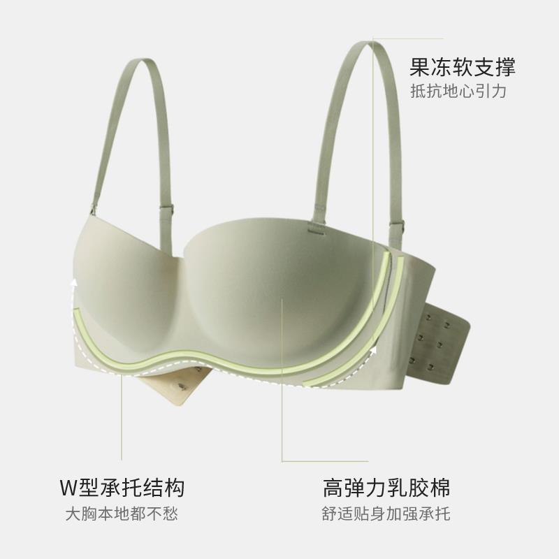 无肩带内衣女小胸聚拢防滑显大无痕内搭隐形抹胸防走光美背文胸罩
