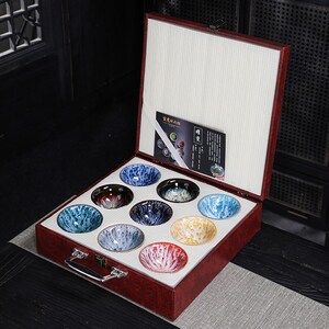 尚云品 9色窑变主人杯陶瓷功夫茶杯套装功夫茶具品茗杯会客喝茶杯