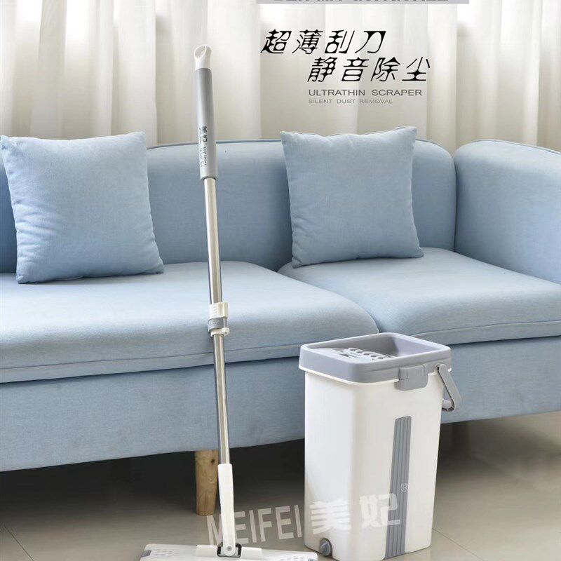 美妃牌奔马刮刮乐免手洗拖把家用懒人平板一拖净干湿两用拖把桶图片