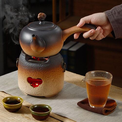 冬天围炉煮茶炭火炉煮茶壶可干烧专用全套陶壶明火碳火烤茶烧水壶