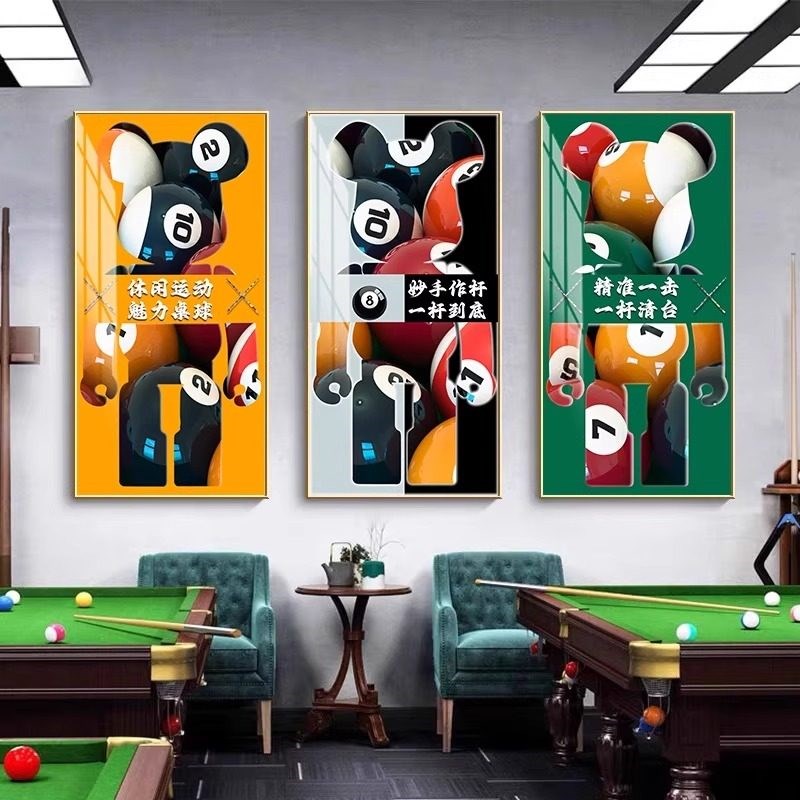 暴力熊台球厅装饰画桌球室创意挂画斯诺克台球俱乐部壁画台球挂画