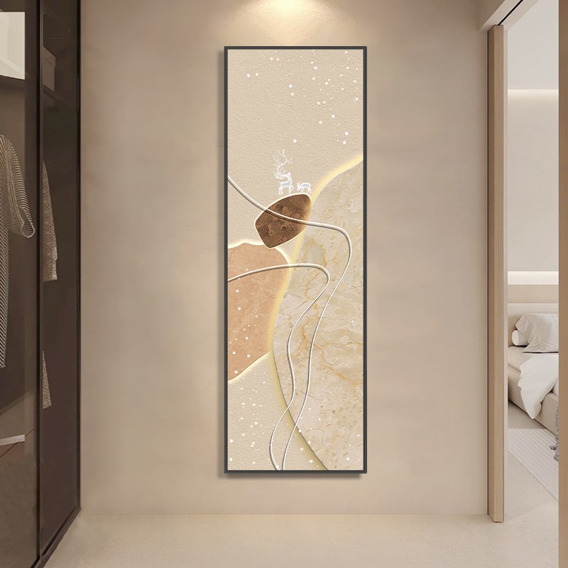 现代简约隐藏式推拉式全身镜装饰画入户玄关挂画可遮挡关闭穿衣镜
