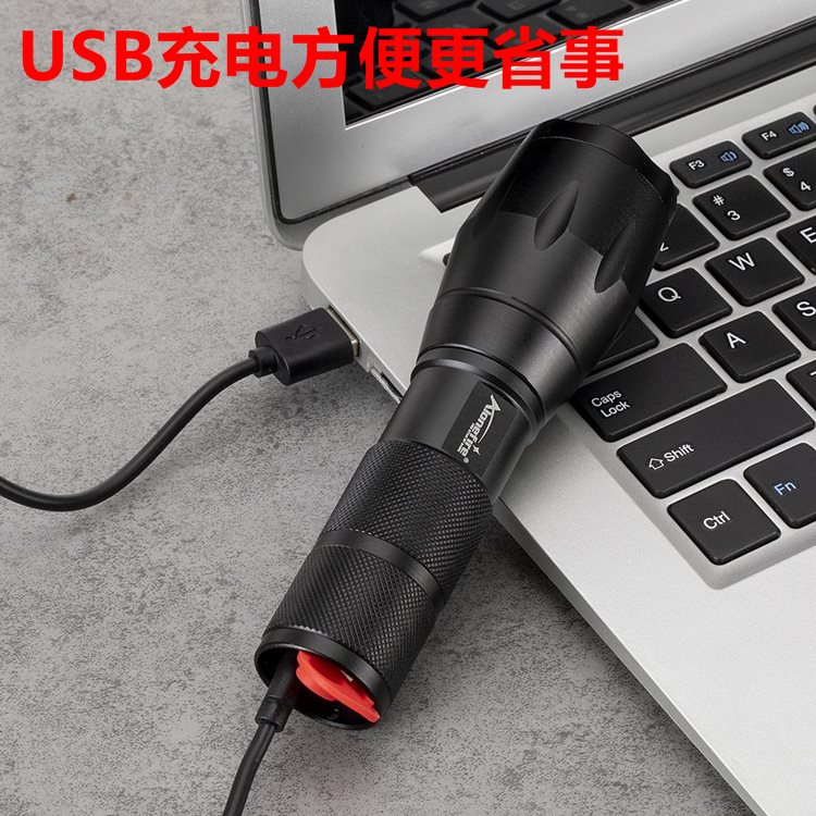 蓝光手电筒伸缩变焦红蓝绿强光迷你便携耐用远射王防水战术手电筒