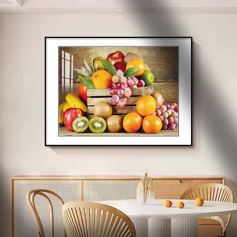 高级感现代餐厅装饰画饭厅水果蔬菜挂画餐桌背景墙壁画横款轻奢画