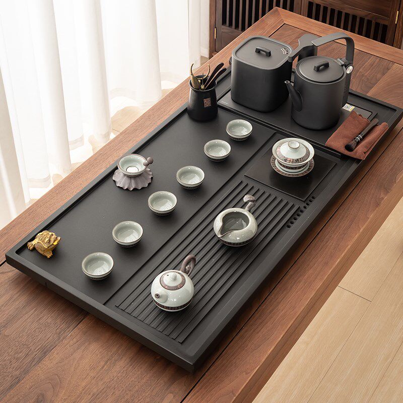 天然乌金石茶盘全自动烧水壶一体式电磁炉茶具套组家用简约石材