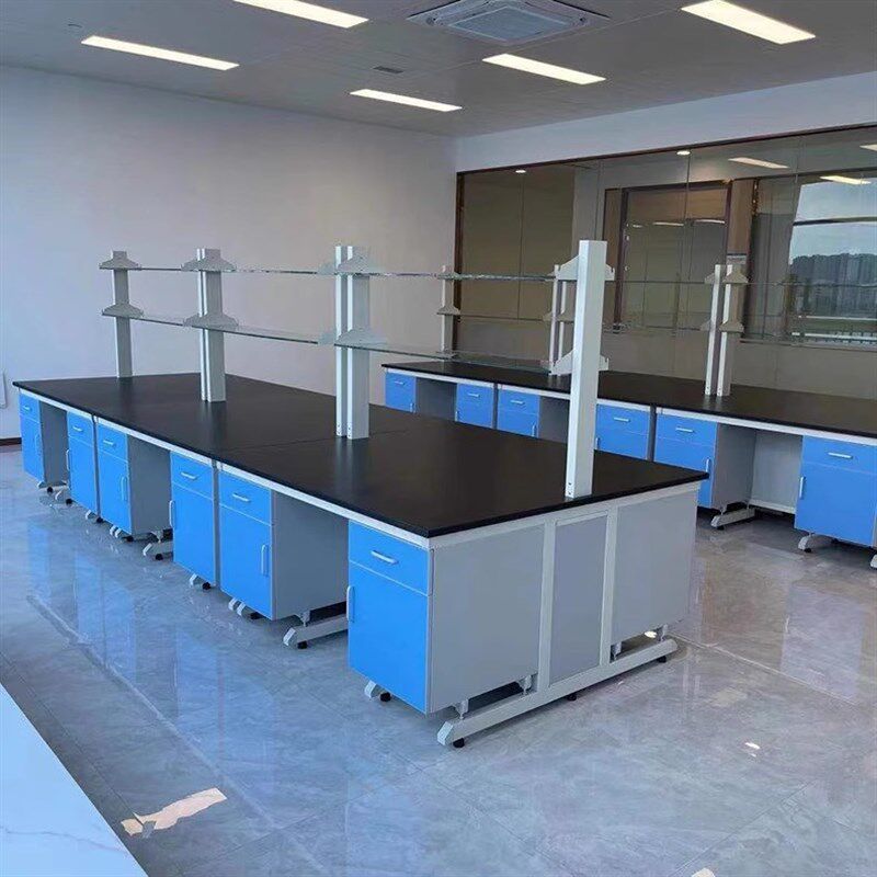 全钢试验台化学实验操作台实心理化板工作台实验室钢木边台中央台