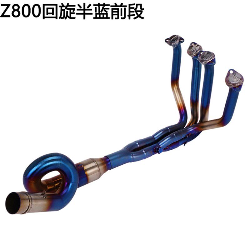 适用于摩托车Z800钛合金前段排气管改装Z800回旋弯曲不锈钢前中段